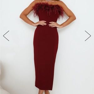 RUNAWAY VALENTINA MIDI DRESS WINE